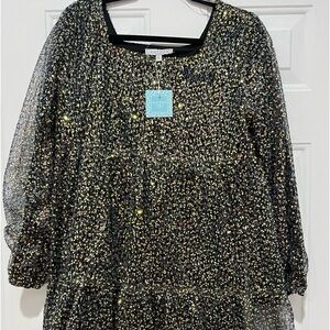 NWT “Hayden” Black Tiered Sequined Party Dress (Size Large!)